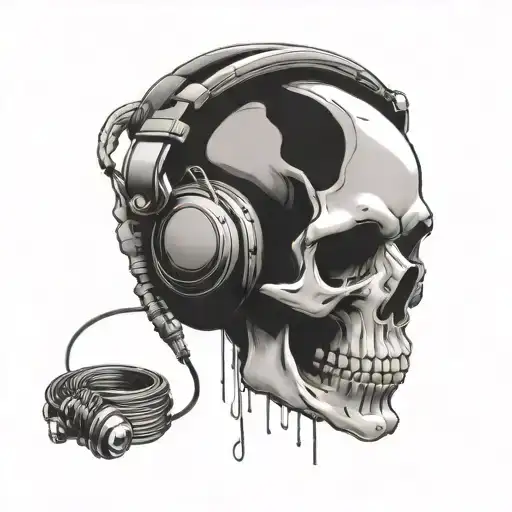Skull Wearing Headphones