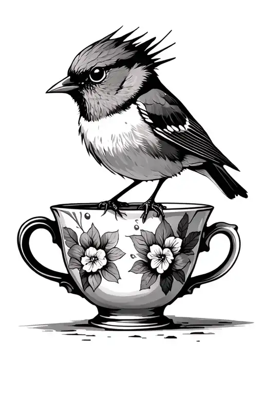 Eastern Towhee Perched Out Teacup