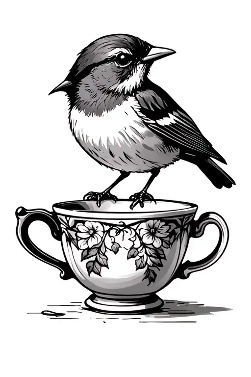 Eastern Towhee Perched Out Teacup