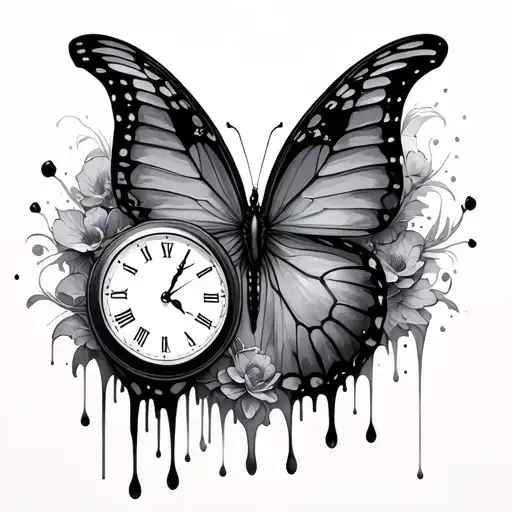 Butterfly And Clock Melting
