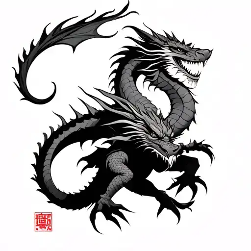 Samurai Fighting Dragon