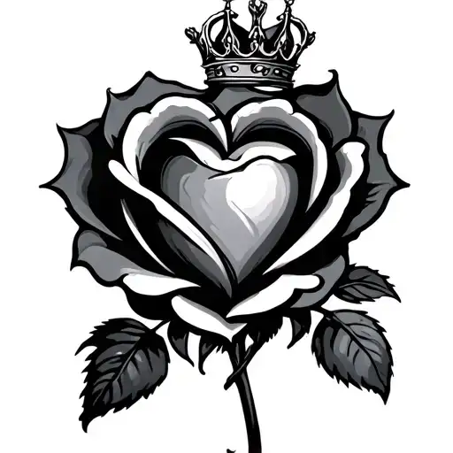 Q Heart And Crown Within A Rose