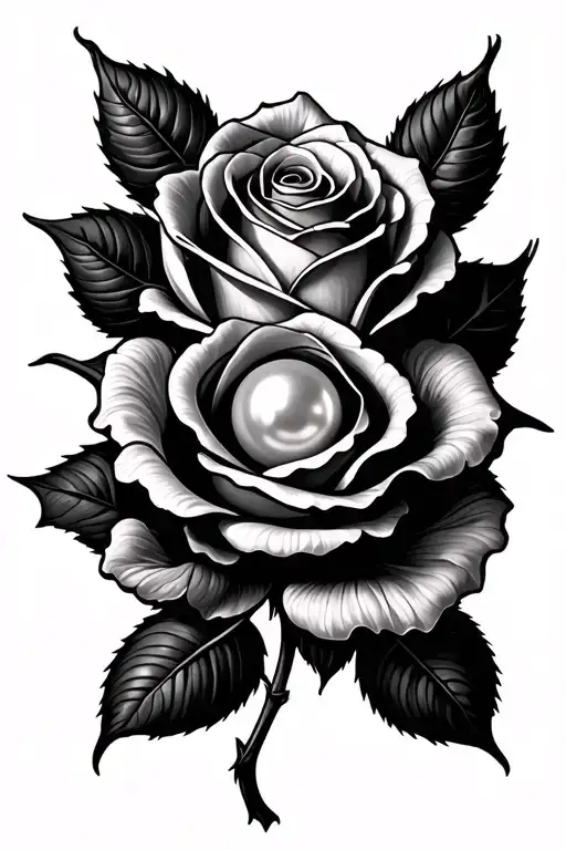 Rose With Pearl In Middle With 06-12-45 Engraved In It