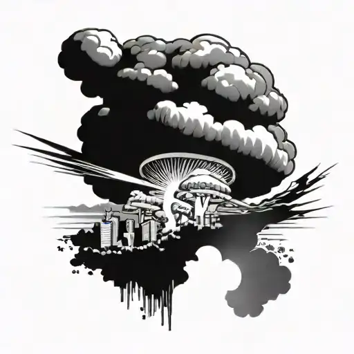 Mushroom Cloud With City Background