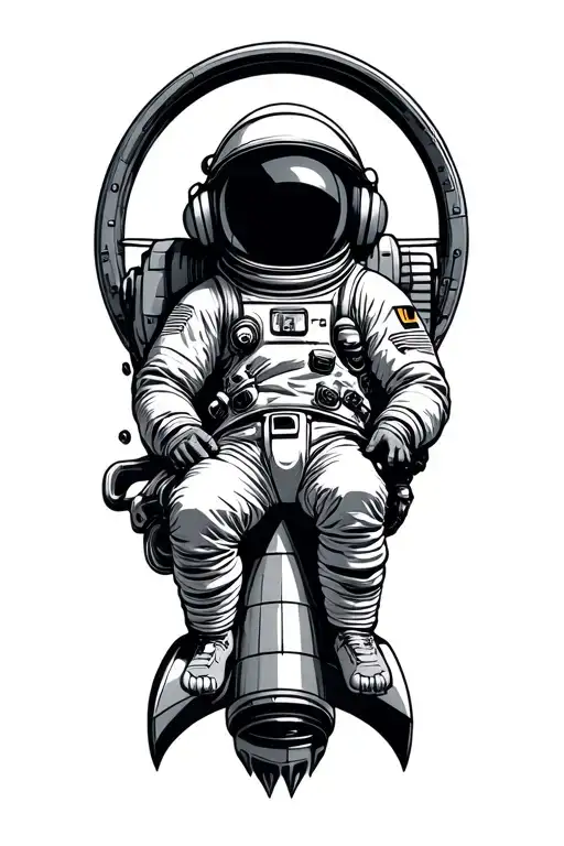 Astronaut Relaxing On A Rocket With Headphones On