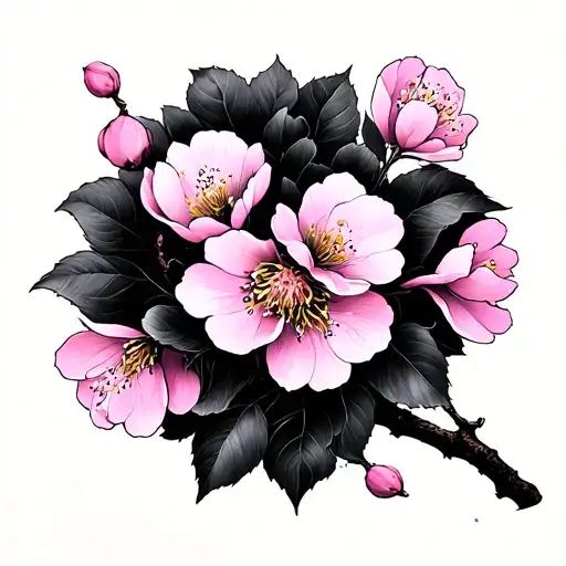 Pink Plum Blossom Branches