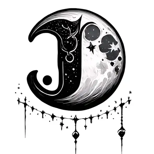 Moon And Letter J