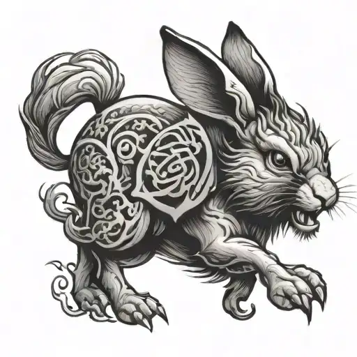 Chinese Zodiac Matching Rabbit And Boar Charging