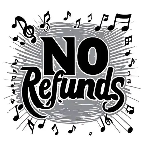 The Words No Refunds With Music Note