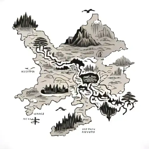 Historical Map Of Mongolia And Bhutan Intertwined With Symbolic Garden Imagery