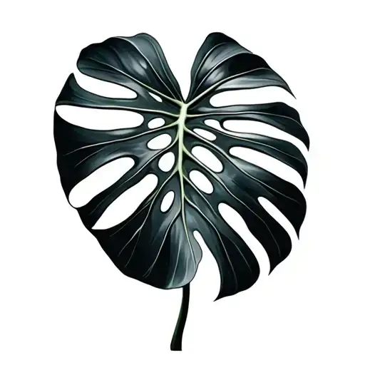 Plain Single Monstera Plant Leaf