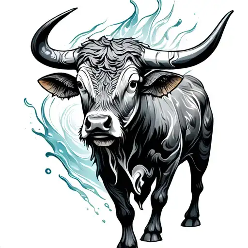 Cetic Bull With Water Flowing