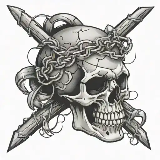 Barbed Wire With A Skull