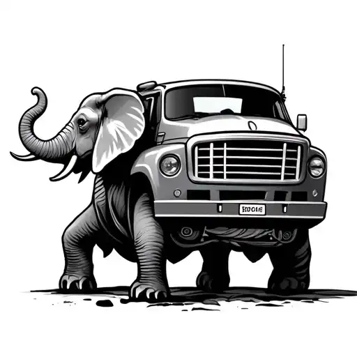 Elephant With Truck Up