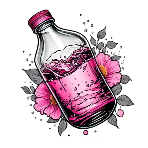 Pink Water In The Bottle