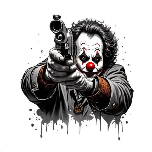 Clown Shooting A Gun