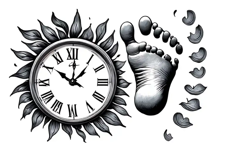 Baby Foot Print And Clock Face
