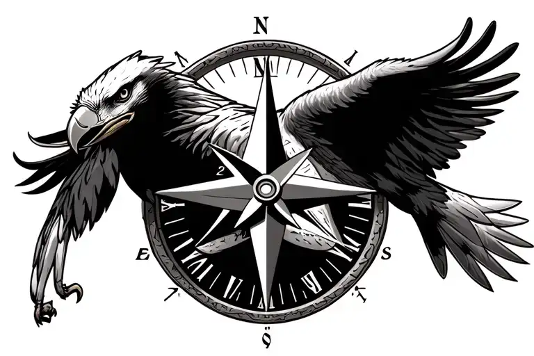 Compass Hourglass Bald Eagle Perched