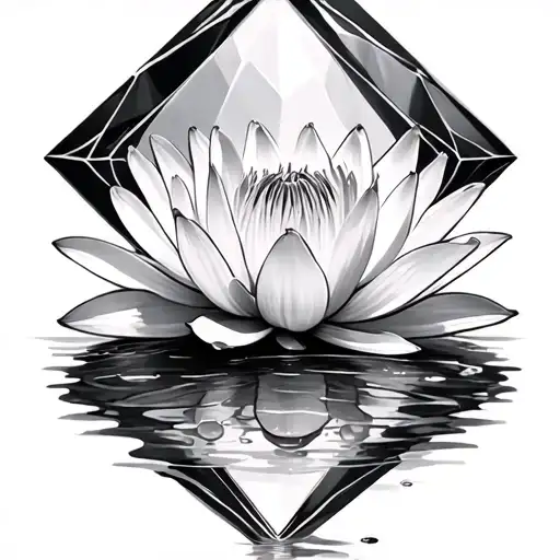 Black And White Water Lily In A Diamond