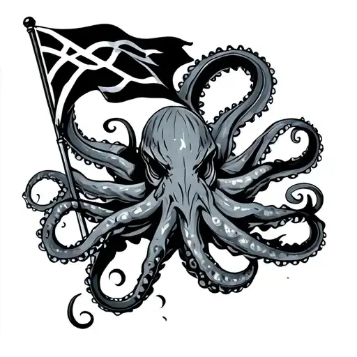 Kraken And Dive Flag Intertwined