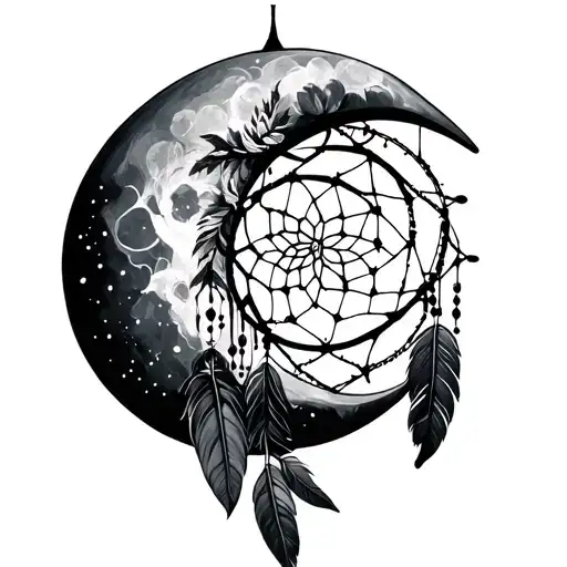 Halfmoon With Dreamcatcher Fineline Design