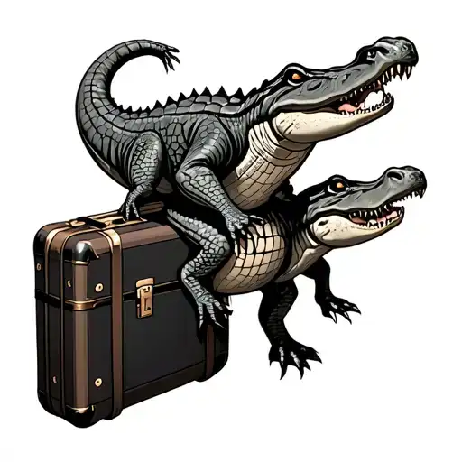 Suitcase With Alligator Riding