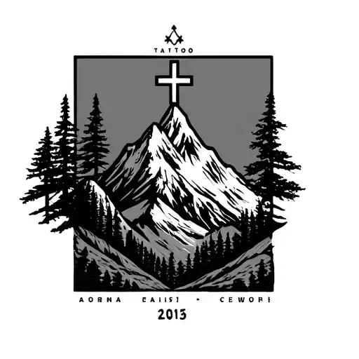 Mountain With Cross For A Forearm With A Date On It