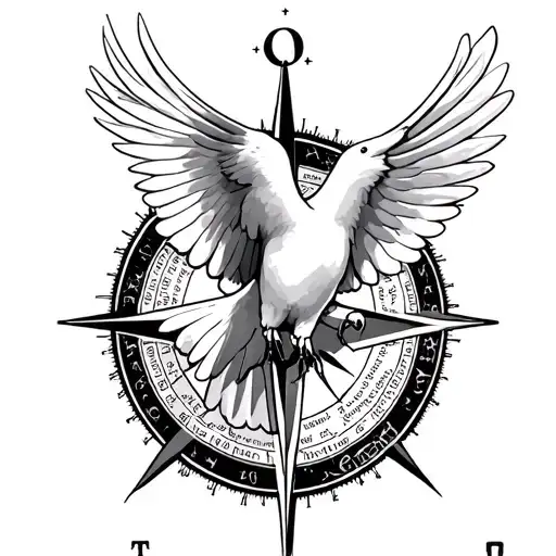 Dove With Bible Verse Inside Of It With A Compass As The Background