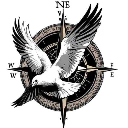 Dove With Bible Verse Inside Of It With A Compass As The Background