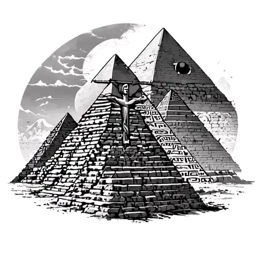 Egyptian Pyramids With Cross Of Juese Christ For Arm