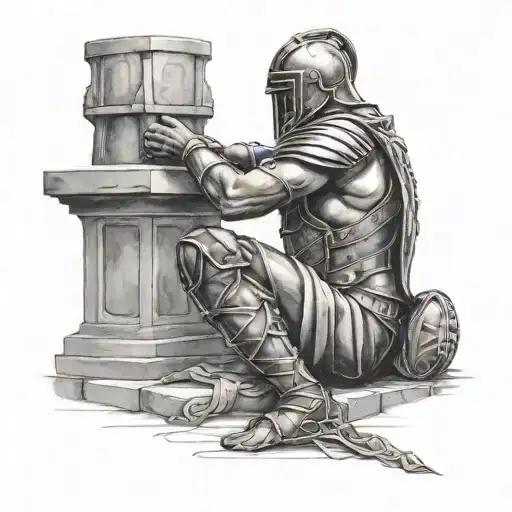Gladiator Kneeling Praying To God
