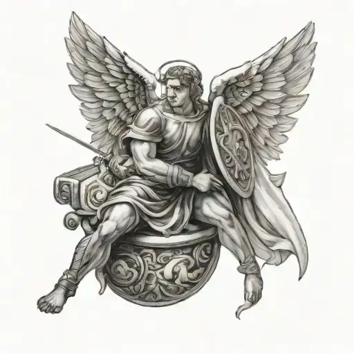 Angel Lifting Gladiators To Heaven