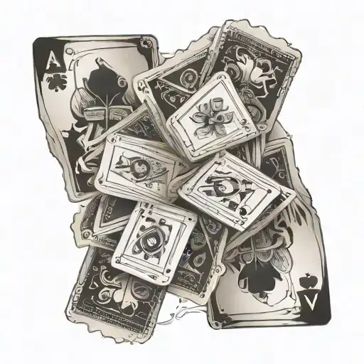 Ace Cards Laying Flat Yet A Corner Of Them Flipped Up As If Someone Peakin At The Other Cards