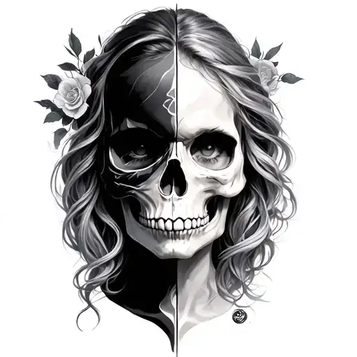 Woman Half Skull Wearing