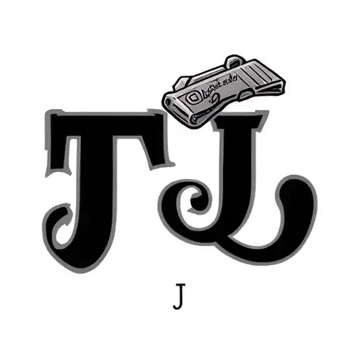 Tj In Big Bold Letter With Text In Side