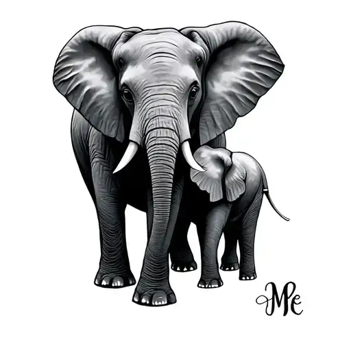 Mum And 2 Dayghters Elephants With Initials