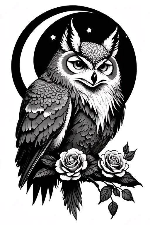 Owl Haarfang And Moon Fox With Roses