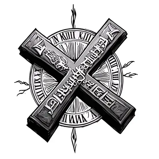 Name On The Bottom Of The Cross With The Cross On Its Side And Roman Numerals On The Top Of It