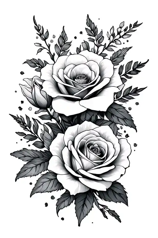 Cosmos And Roses Intertwined