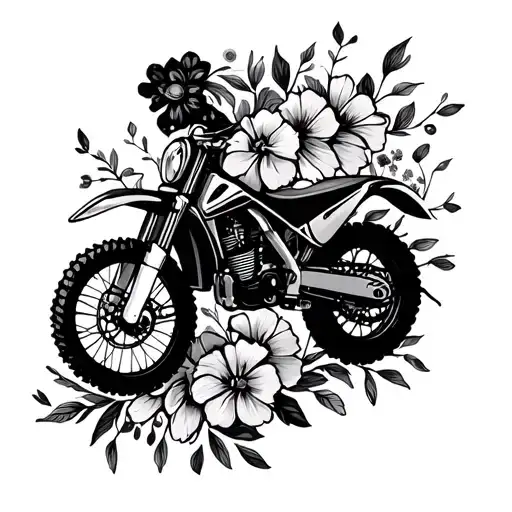 Dirt Bike Flowers Feminine Silhouette