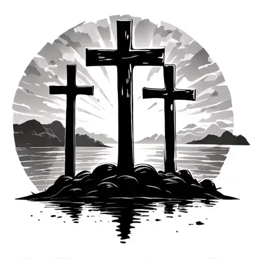 3 Crosses In Sunset
