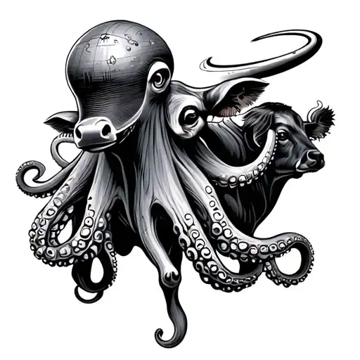 Octopus Ufo Abducting Cow