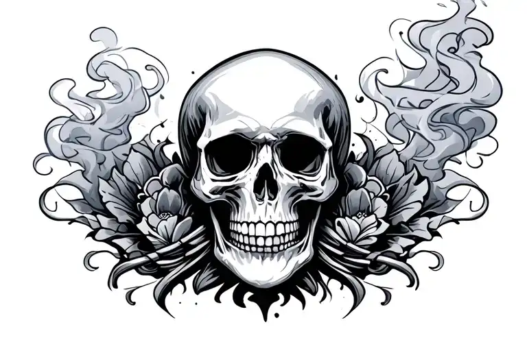 Skull With Smoke Either Side