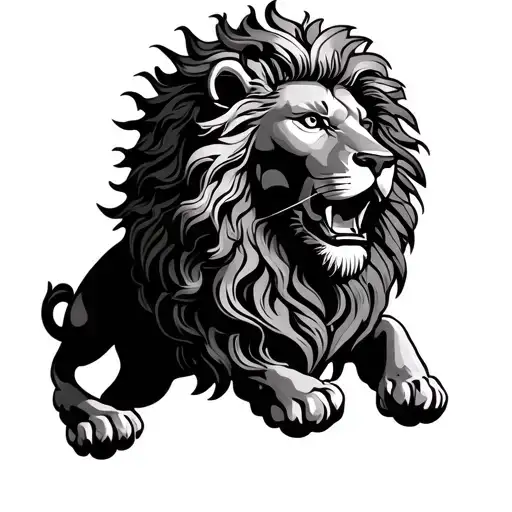 Greek And Roman Mythology With Architecture Elements And Lion