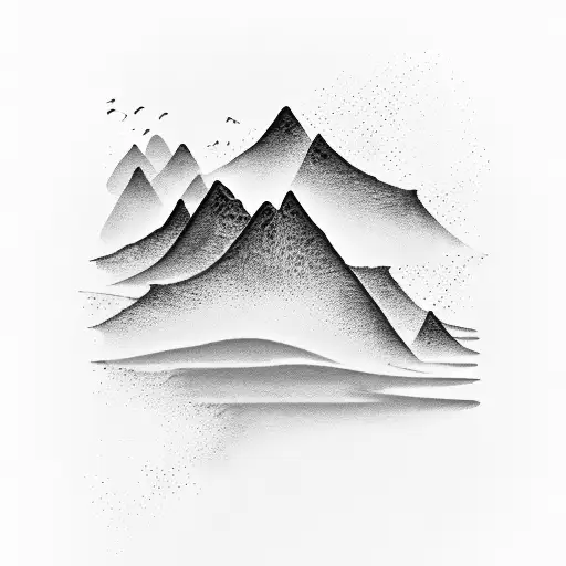 A Silhouette Of A Mountain Range Merging Into Crashing Waves