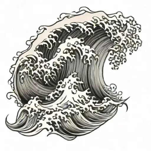 Cresting Wave Black And White Drawing