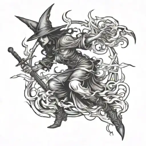 Witch Burning At The Stake Engulfed In Flames For Forearm