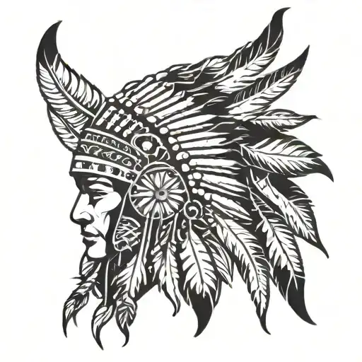 Native American Headress With African Tribal Sunrise Integrated