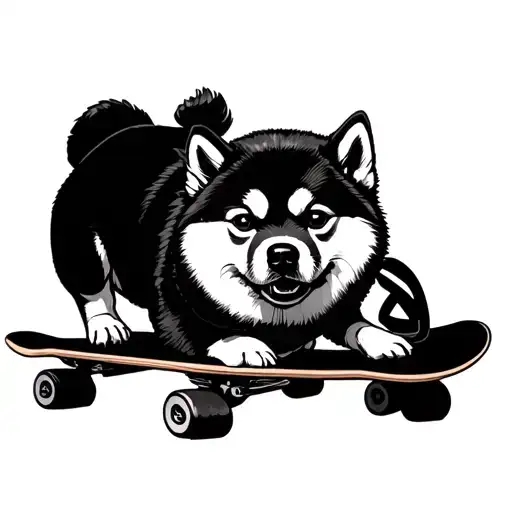 Shiba Inu On A Skateboard
