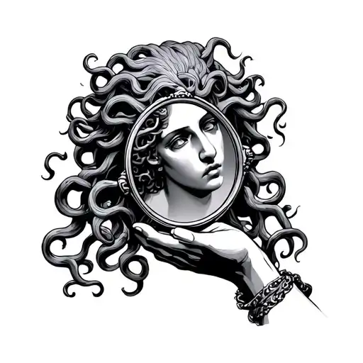 Medusa In A Hand Mirror Reflecting